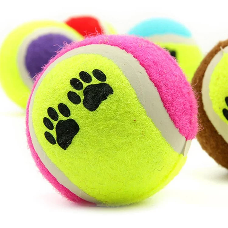 Dog toy tennis with footprints 1